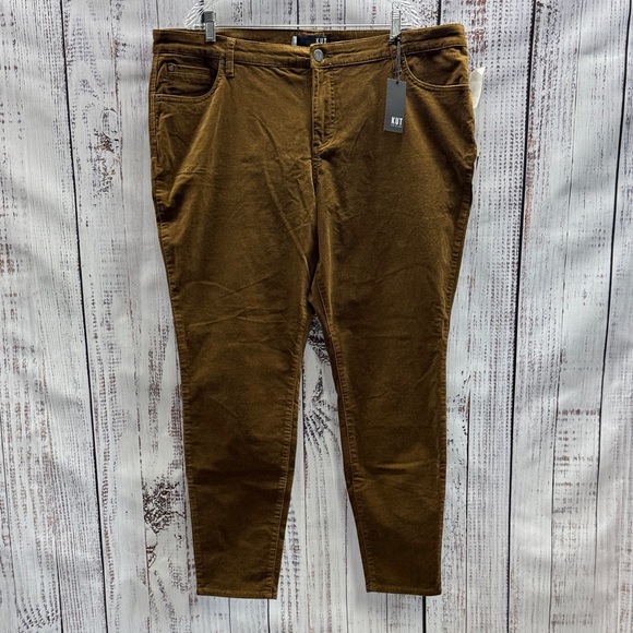 Kut from the Kloth NWT Cognac Brown Diana Skinny Corduroy Pants Size 22W - Picture 1 of 9